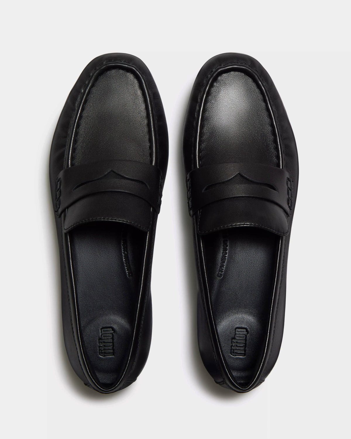 FitFlop Delicato Womens Leather Loafers - All Black 090 | CHO | Designer Womens Loafers