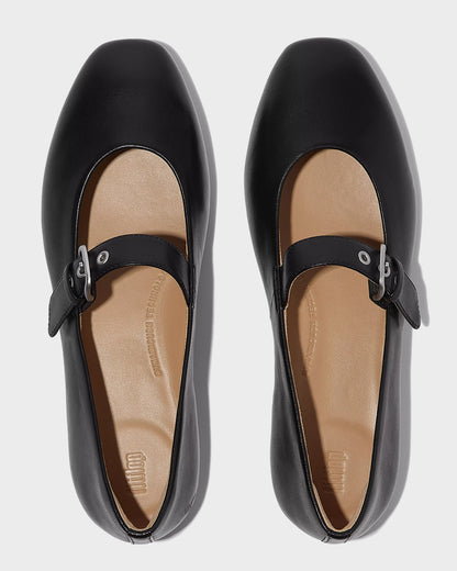 FitFlop Delicato Leather Mary Jane Shoes - All Black 090