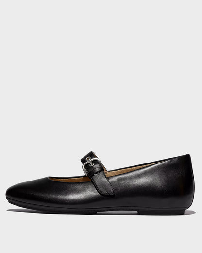 FitFlop Delicato Leather Mary Jane Shoes - All Black 090