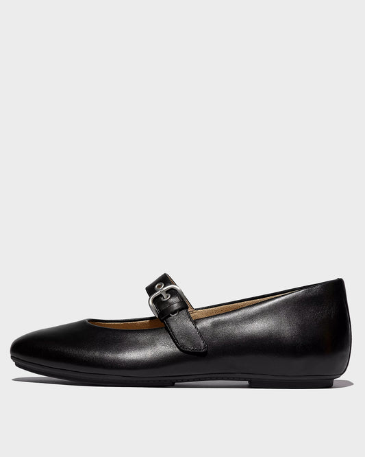 FitFlop Delicato Leather Mary Jane Shoes - All Black 090