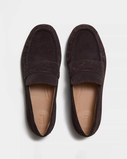 FitFlop Delicato Womens Suede Loafers - Chocolate Brown 167