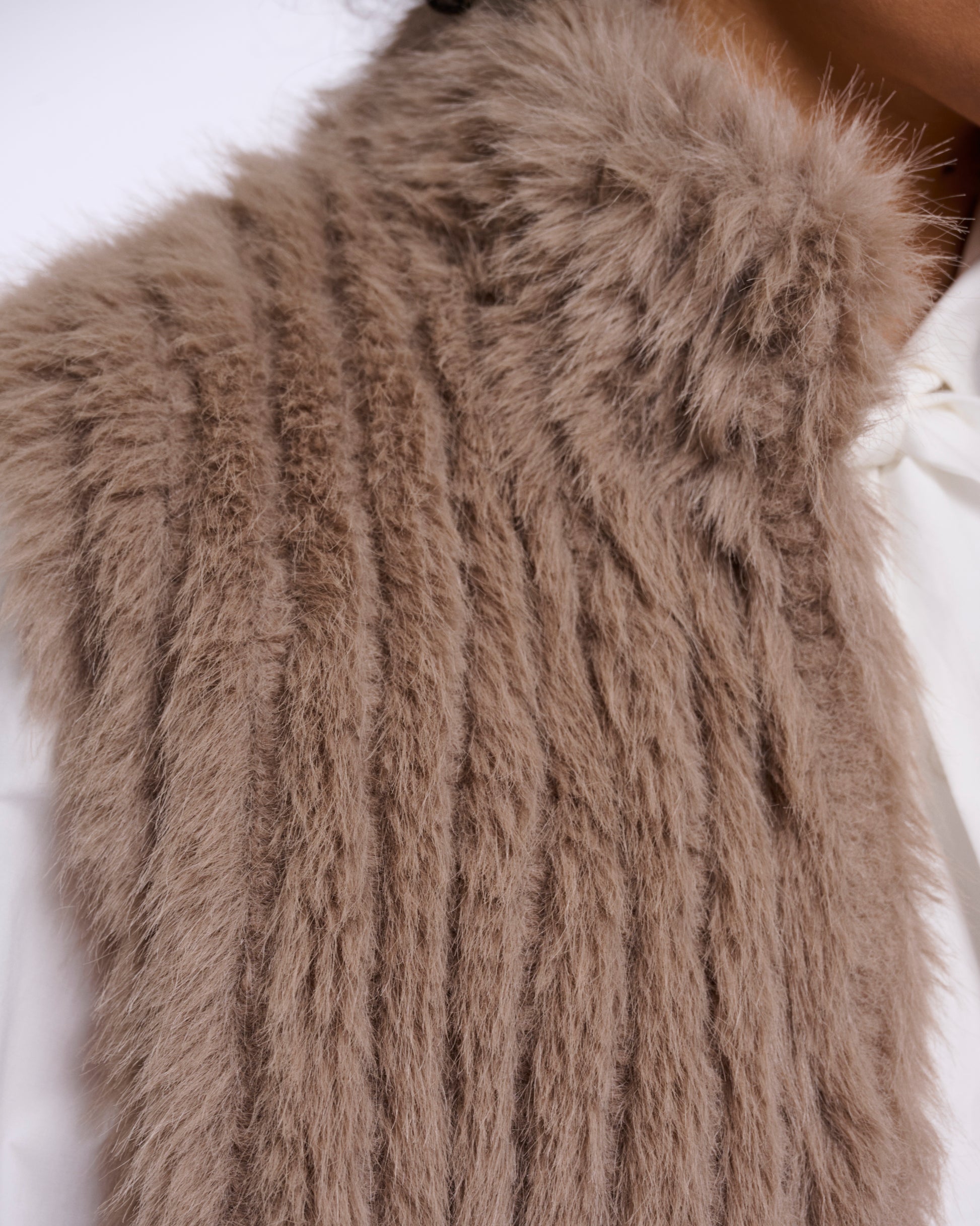 Rino & Pelle Dava Womens Faux Fur Waistcoat With Button Closure - Mocha Latte | CHO | Designer Womens Faux Fur Waistcoat