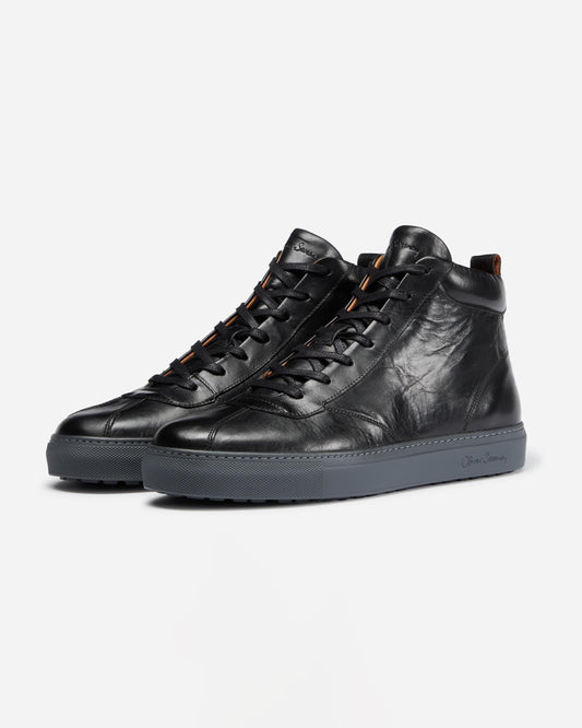Oliver Sweeney Defeza Mens Calf Leather Retro Hi-Tops - Black