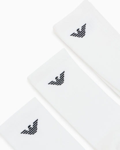 Emporio Armani 3-Pack Mens Eagle Logo Socks - White/White/White