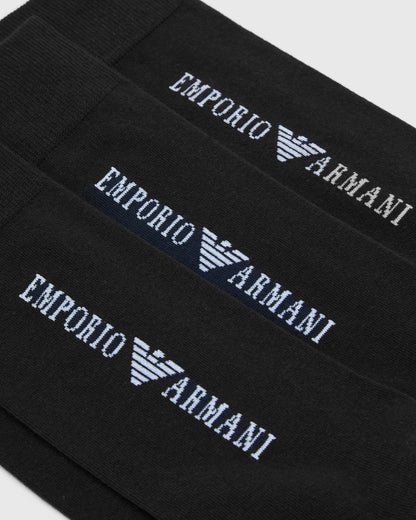 Emporio Armani 3 - Pack Mens Short Socks - Armani Blue/Blue/Blue | CHO | Designer Mens Socks