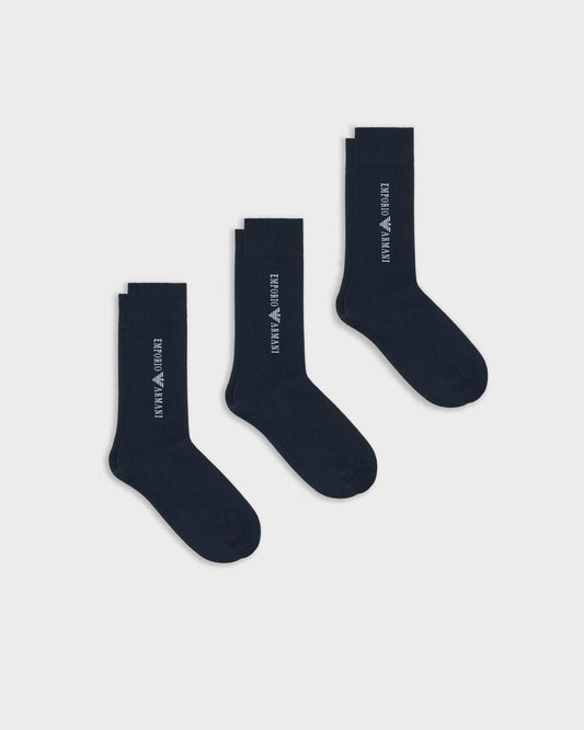 Emporio Armani 3-Pack Mens Short Socks - Armani Blue/Blue/Blue