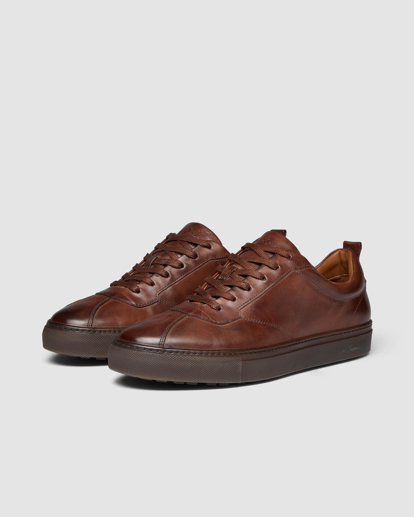 Oliver Sweeney Ermida Mens Hand Finished Calf Leather Trainers - Dark Tan