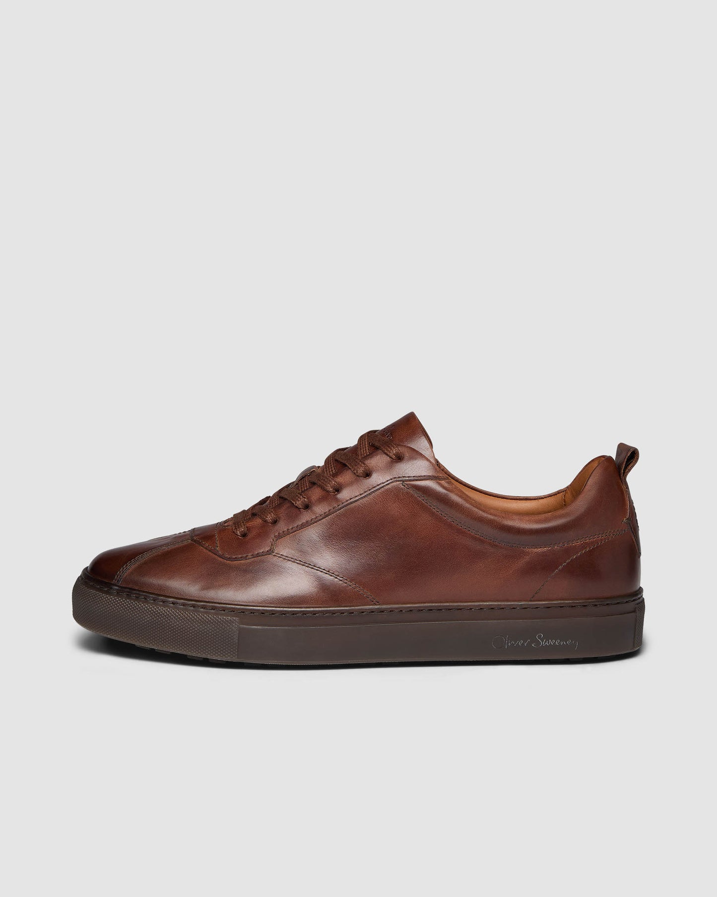 Oliver Sweeney Ermida Mens Hand Finished Calf Leather Trainers - Dark Tan