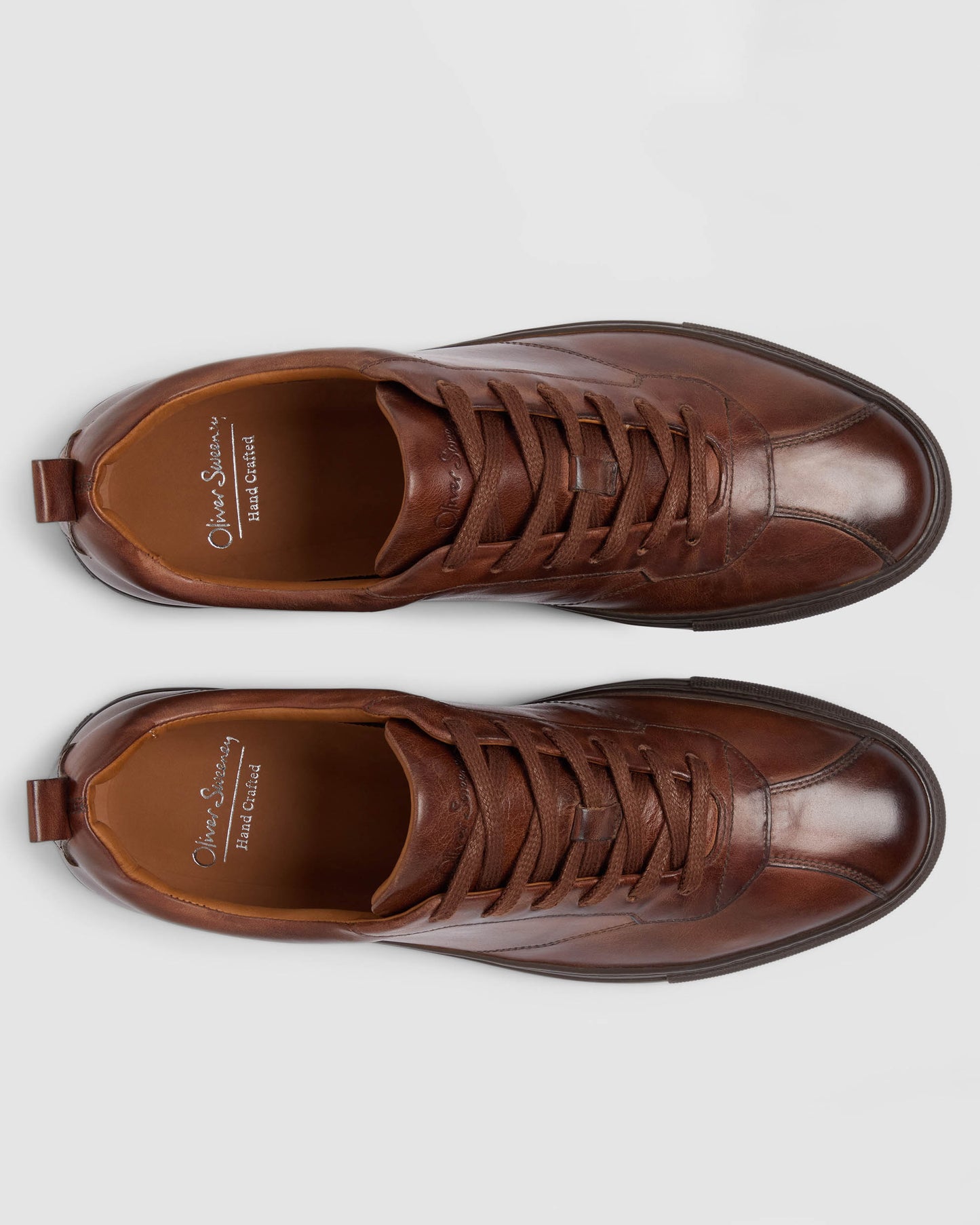 Oliver Sweeney Ermida Mens Hand Finished Calf Leather Trainers - Dark Tan