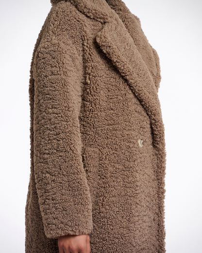 Rino & Pelle Elicia Womens Double Breasted Teddy Coat - Toffee | CHO | Designer Womens Teddy coat