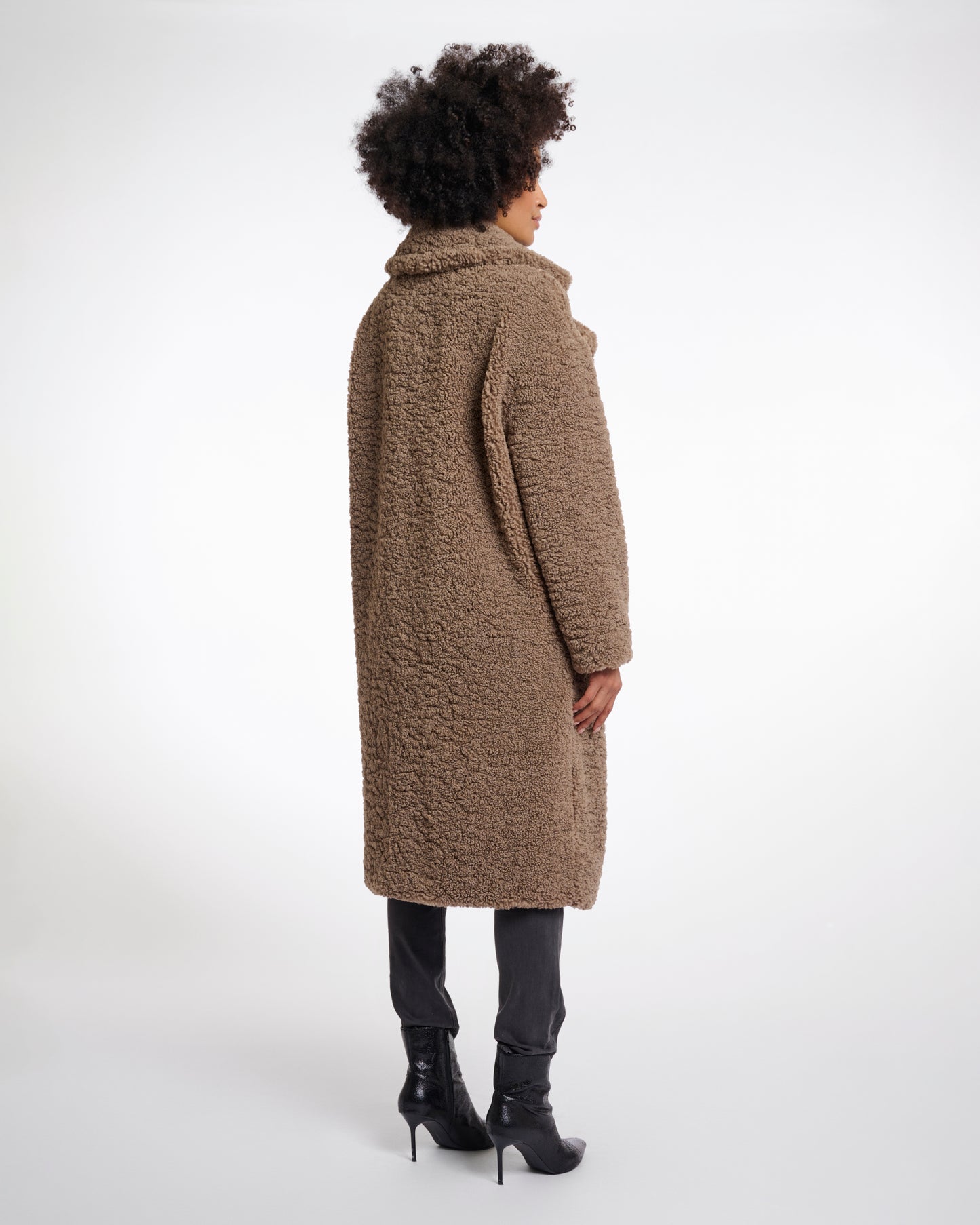 Rino & Pelle Elicia Womens Double Breasted Teddy Coat - Toffee | CHO | Designer Womens Teddy coat