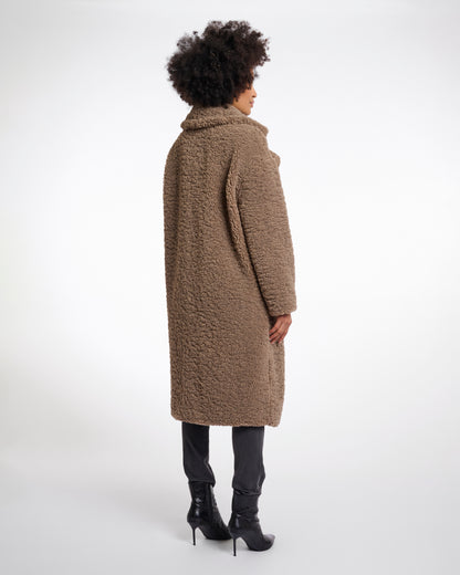 Rino & Pelle Elicia Womens Double Breasted Teddy Coat - Toffee | CHO | Designer Womens Teddy coat
