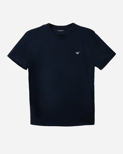 Emporio Armani 2-Pack Mens Crew Neck T-Shirts with Eagle Logo in Armani Blue