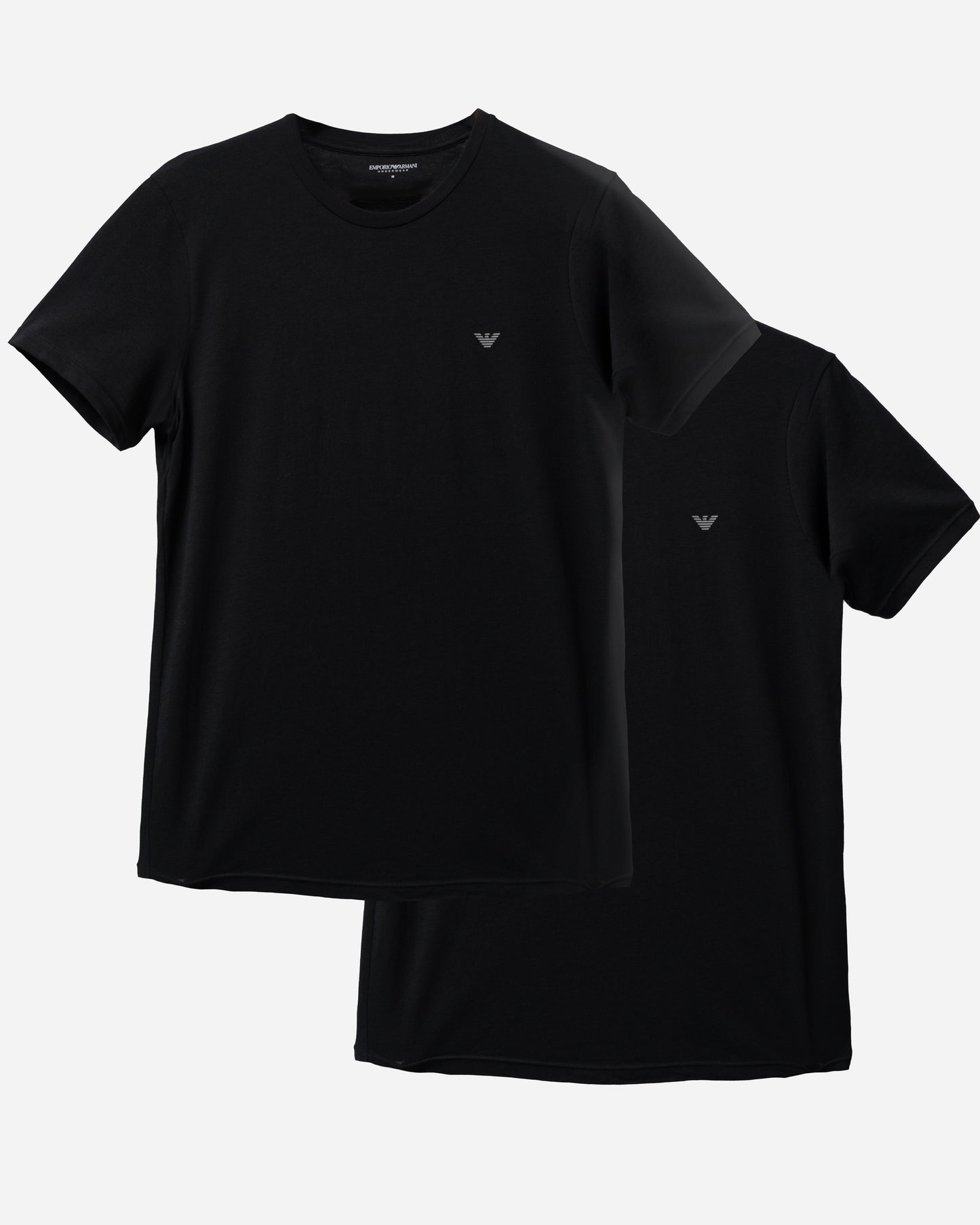 Emporio Armani 2-Pack Mens Crew Neck T-Shirts with Eagle Logo in Black