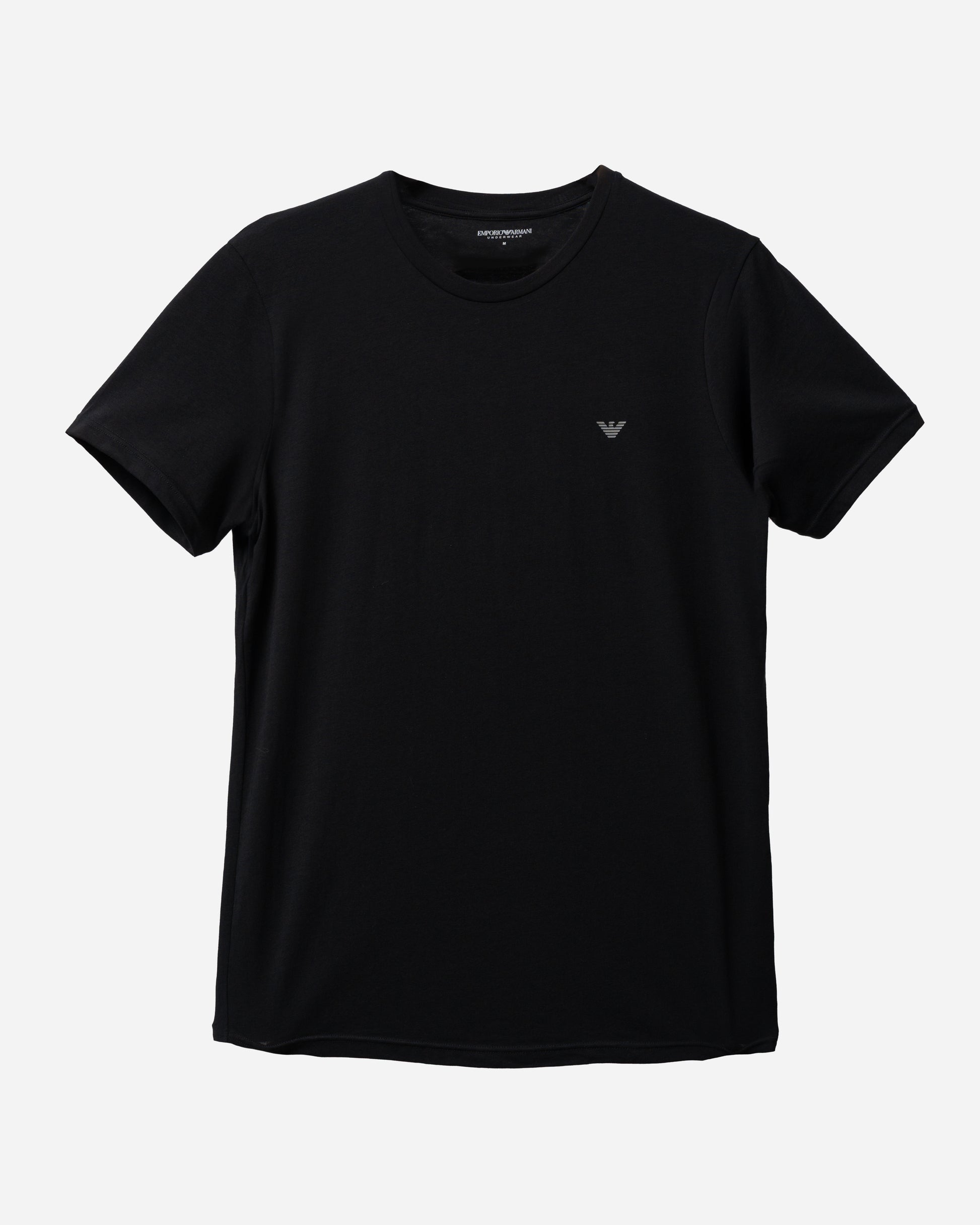 Emporio Armani 2-Pack Mens Crew Neck T-Shirts with Eagle Logo in Black