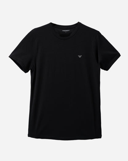 Emporio Armani 2-Pack Mens Crew Neck T-Shirts with Eagle Logo in Black