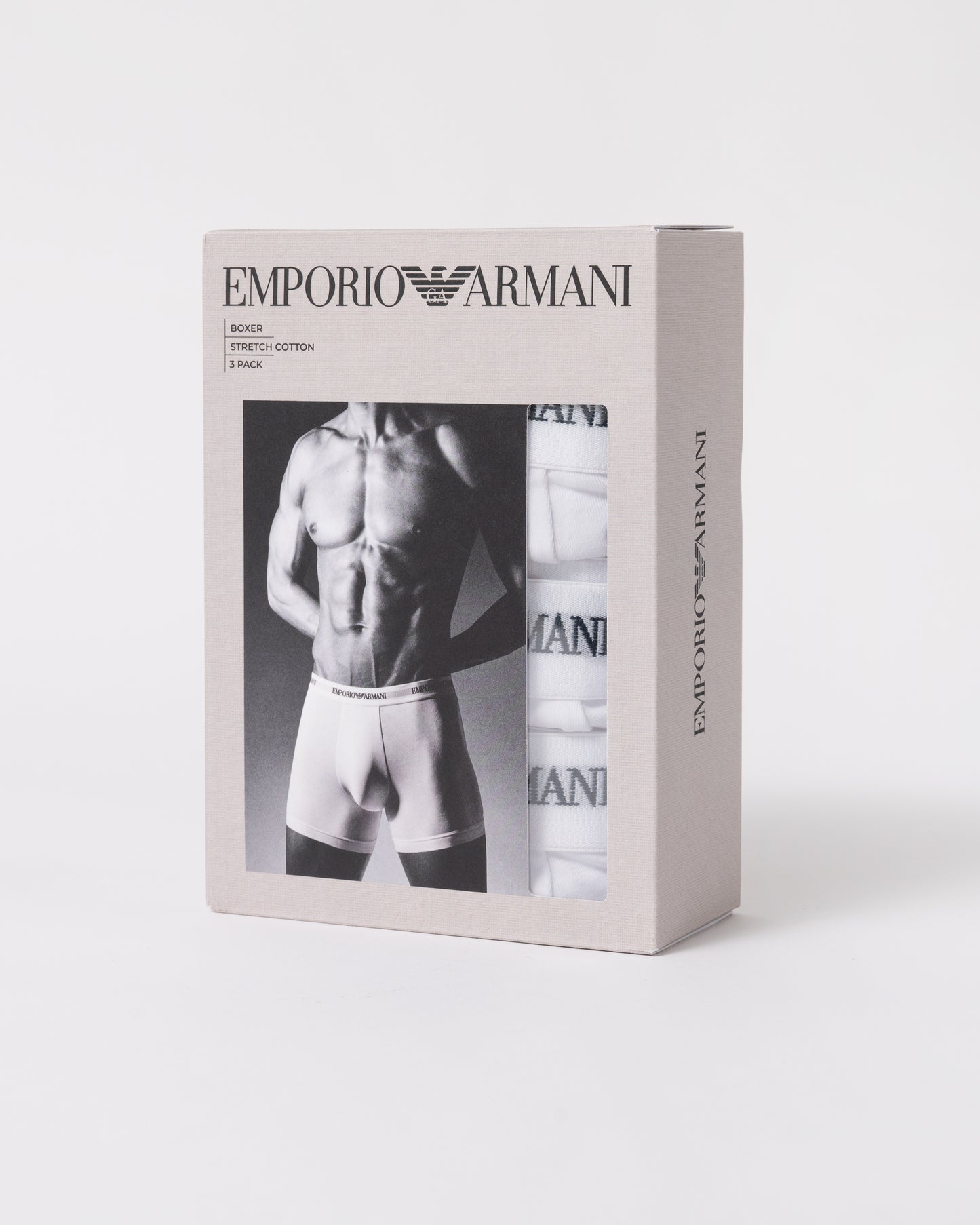 pack of of Emporio Armani 3-Pack Mens Boxers with Logo Waistband EM000261-AF14132-M0066 in White