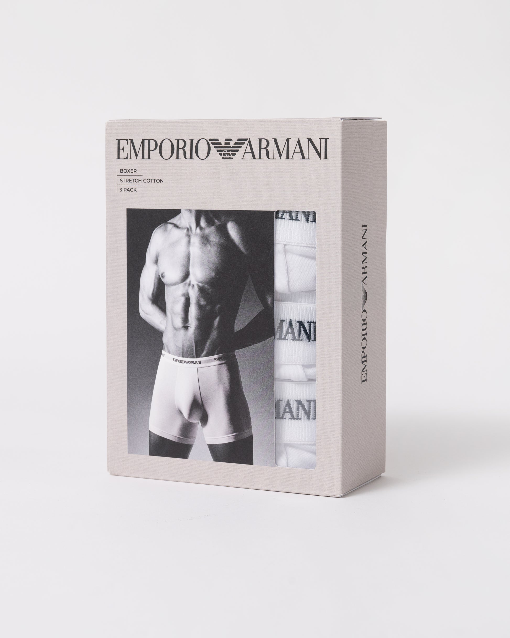 pack of of Emporio Armani 3-Pack Mens Boxers with Logo Waistband EM000261-AF14132-M0066 in White