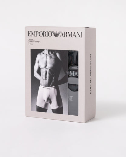 pack of Emporio Armani 3-Pack Mens Boxers with Logo Waistband EM000261-AF14132-MC061 in Black