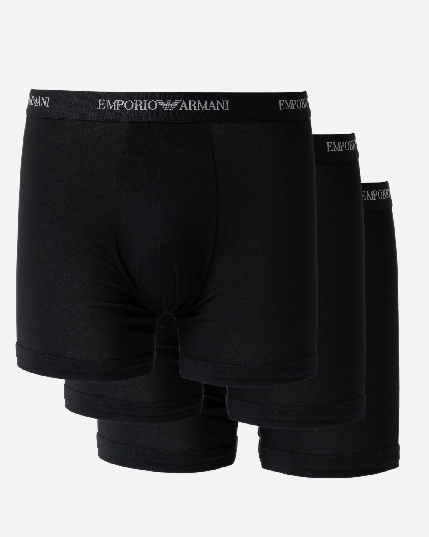 three pairs of Emporio Armani 3-Pack Mens Boxers with Logo Waistband EM000261-AF14132-MC061 in Black
