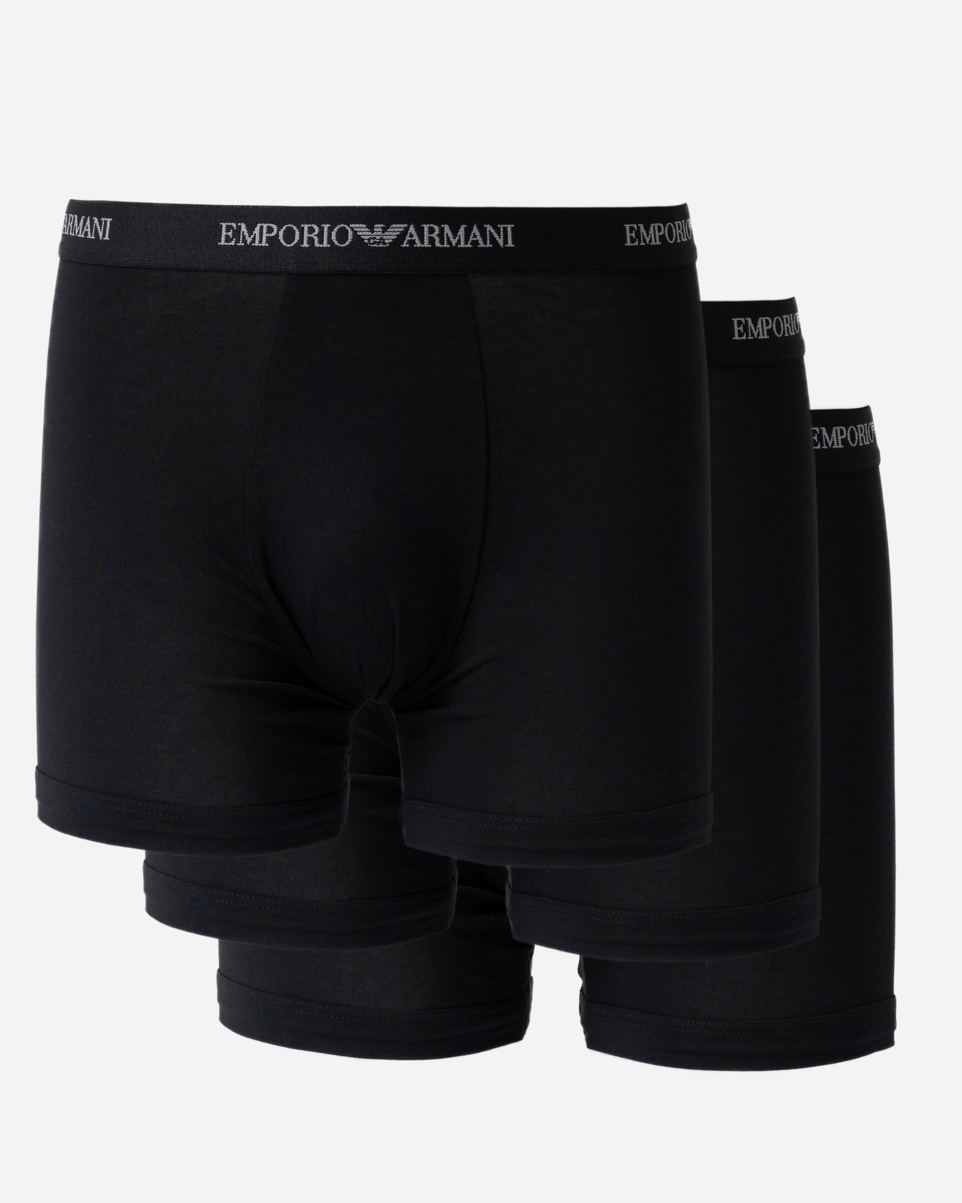 three pairs of Emporio Armani 3-Pack Mens Boxers with Logo Waistband EM000261-AF14132-MC061 in Black