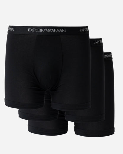 three pairs of Emporio Armani 3-Pack Mens Boxers with Logo Waistband EM000261-AF14132-MC061 in Black