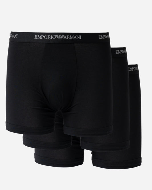 three pairs of Emporio Armani 3-Pack Mens Boxers with Logo Waistband EM000261-AF14132-MC061 in Black