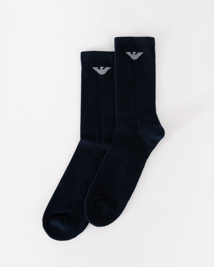 Emporio Armani 3-Pack Mens Eagle Logo Socks - Blue/Blue/Blue