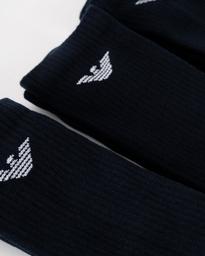 Emporio Armani 3-Pack Mens Eagle Logo Socks - Blue/Blue/Blue