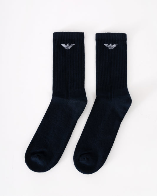 Emporio Armani 3-Pack Mens Eagle Logo Socks - Blue/Blue/Blue