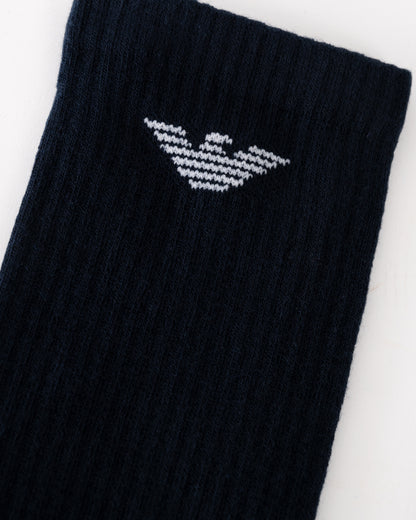 Emporio Armani 3-Pack Mens Eagle Logo Socks - Blue/Blue/Blue