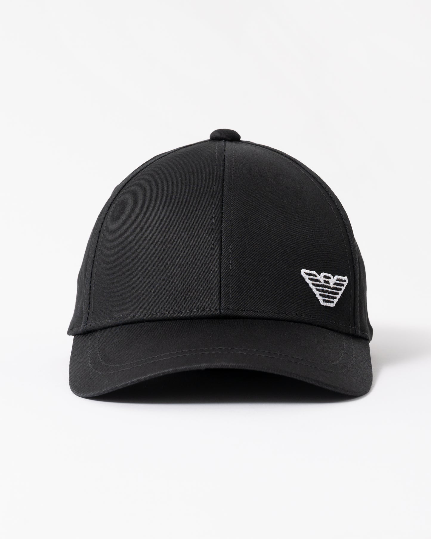 front of Emporio Armani Mens Cap with Eagle Logo in Black