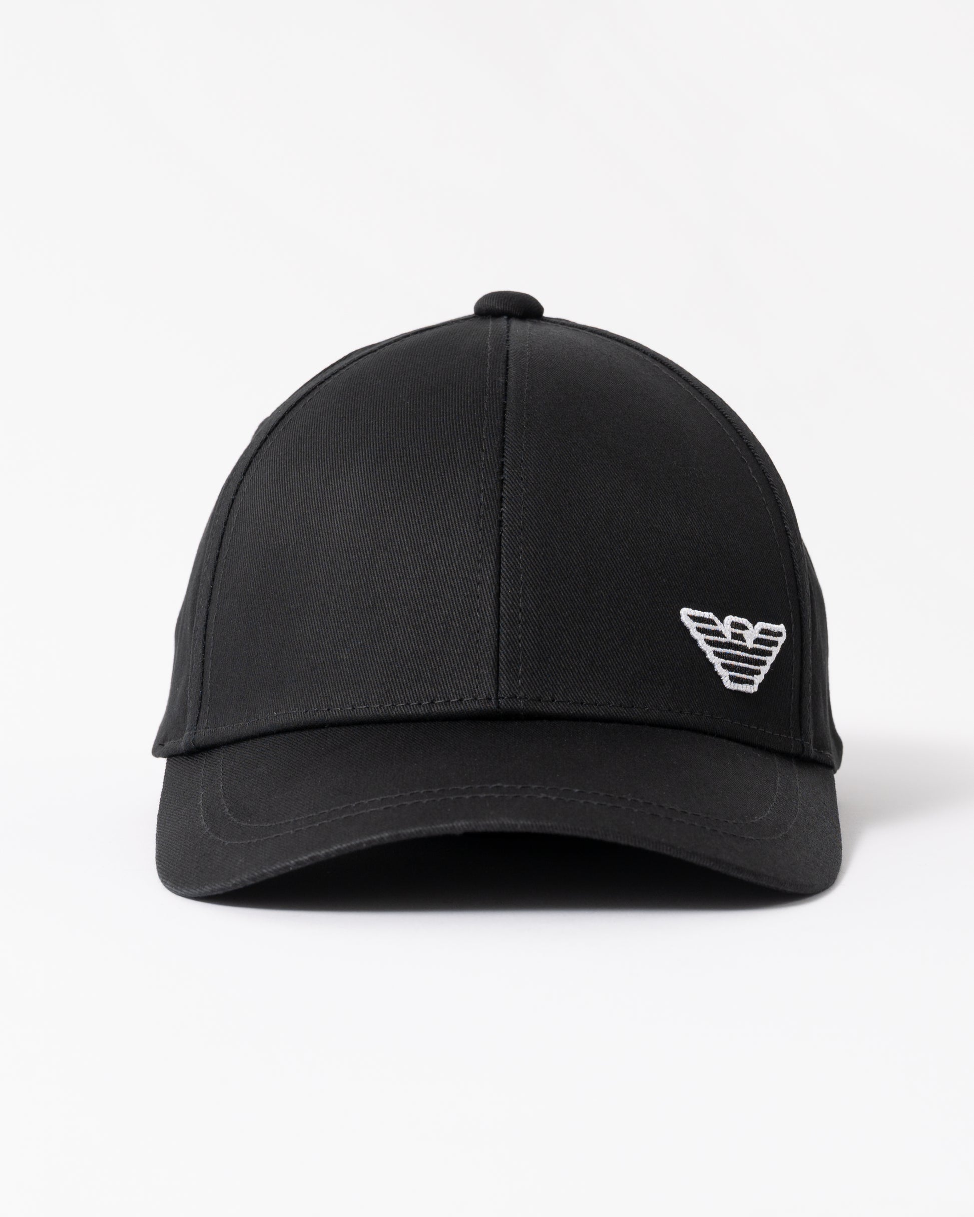 front of Emporio Armani Mens Cap with Eagle Logo in Black