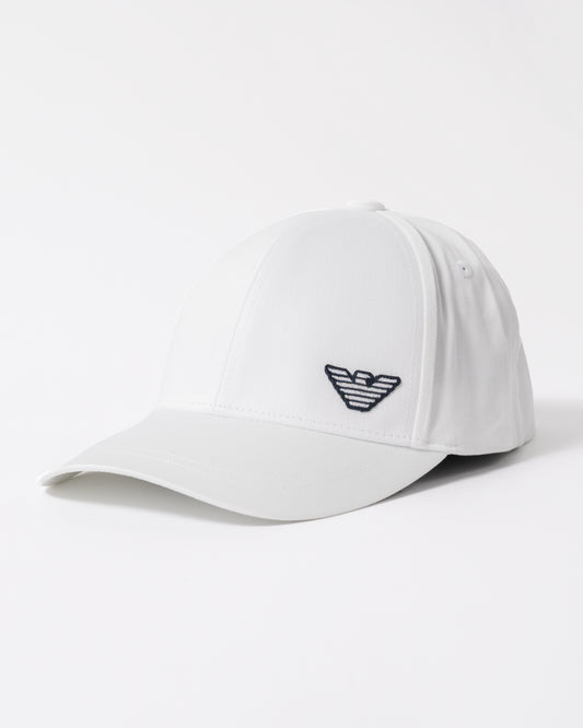 Emporio Armani Mens Cap with Eagle Logo in White