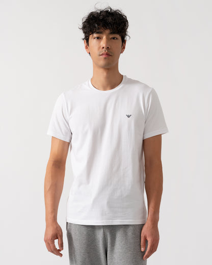 Emporio Armani 2 Pack Mens Eagle Logo Loungewear T-Shirt - Armani Blue/White MB088