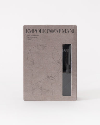 Emporio Armani Mens 2 Pack Logo Tape Loungewear Tops  - Black/Black MC005