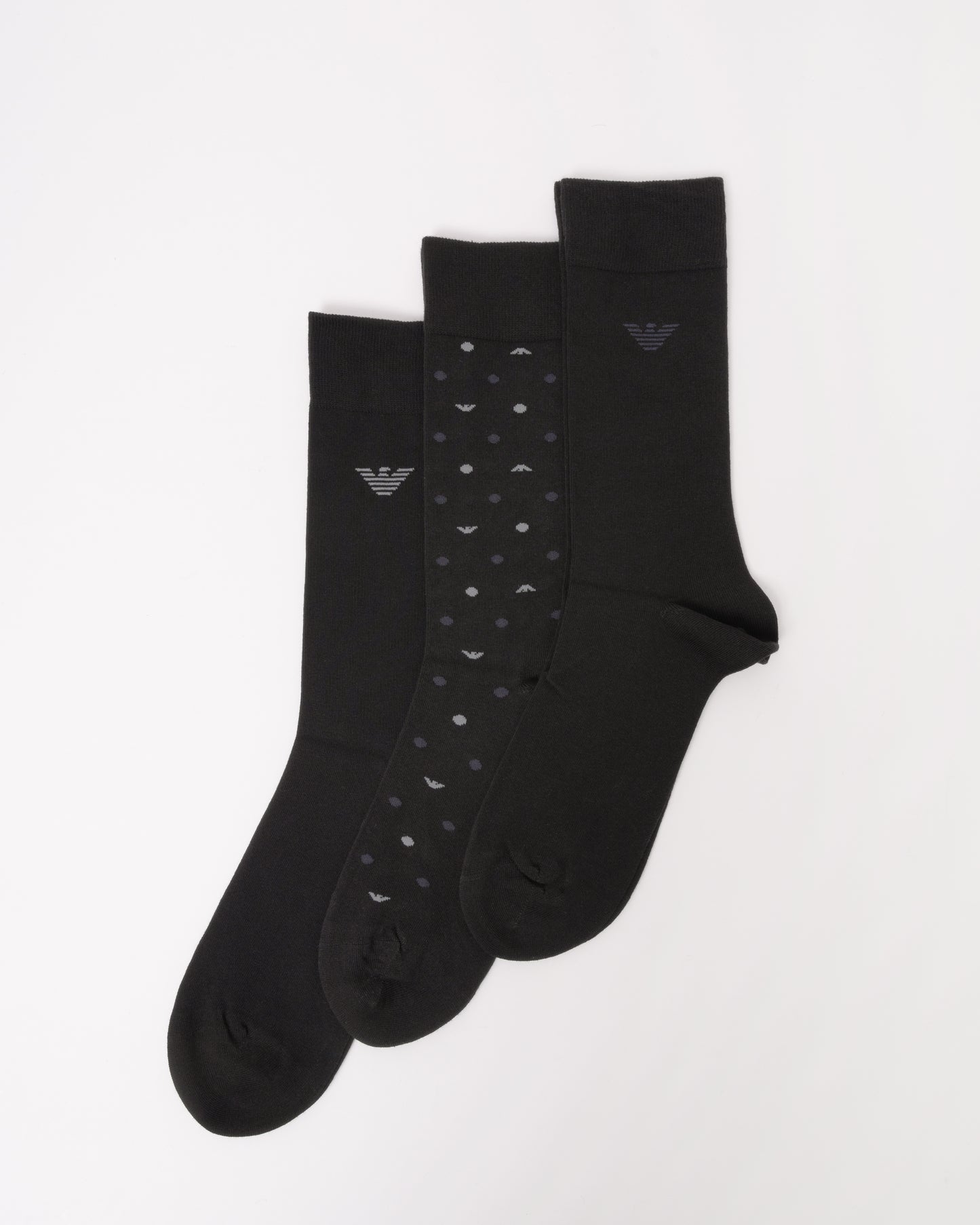 Emporio Armani 3-Pack Mens Socks EM000554-AF18145 - Eagle/Black/Black MC364