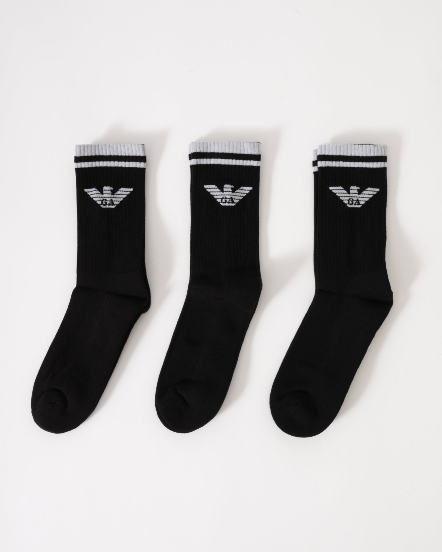 Emporio Armani 3-Pack Mens Socks EM000554-AF18145 Black/Black/Black MC061 - CHO - Designer Mens Socks