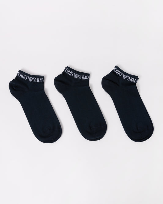 Emporio Armani 3-Pack Mens Trainer Socks - Armani Blue - 3 pack