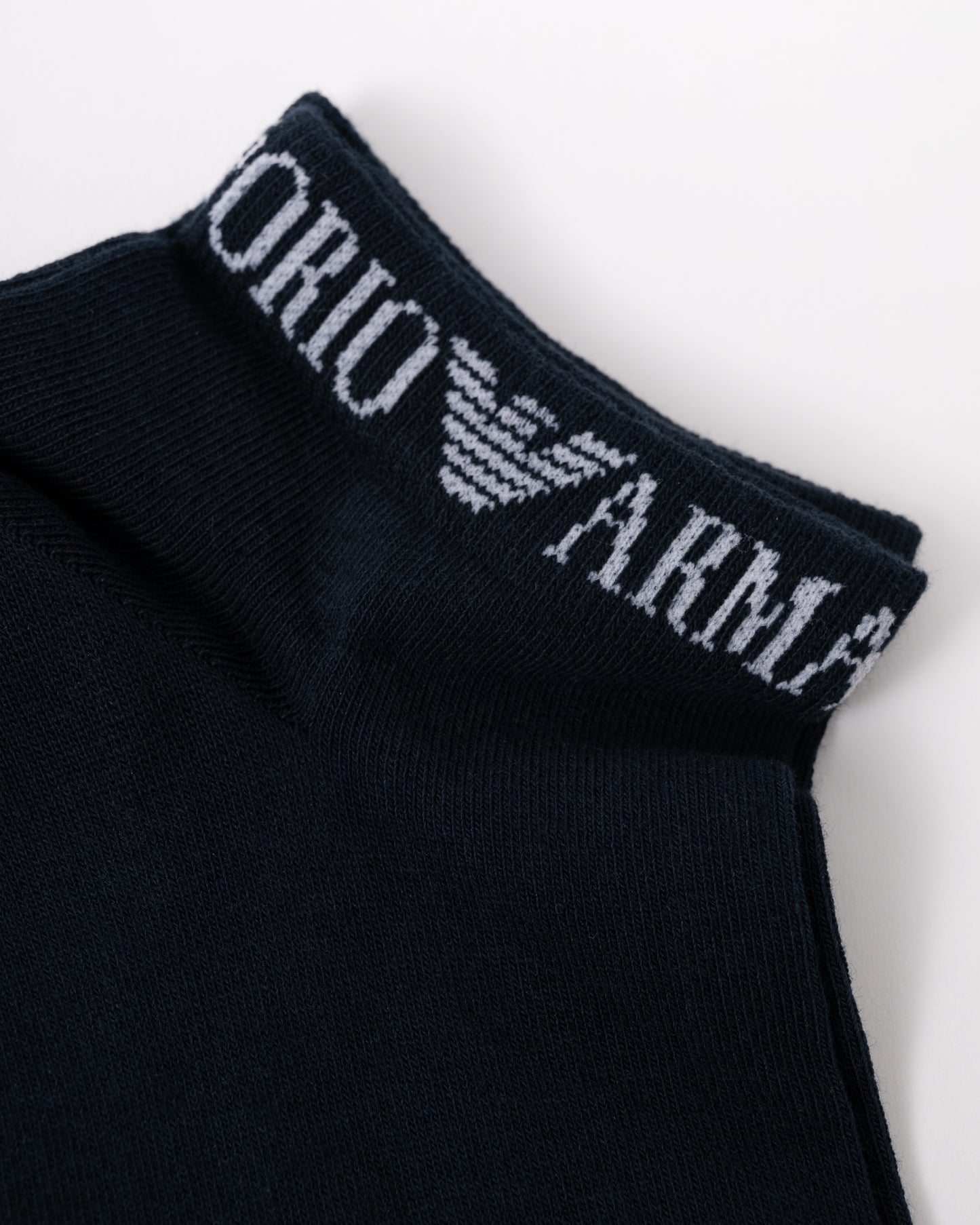 Emporio Armani 3-Pack Mens Trainer Socks - Armani Blue - logo detail