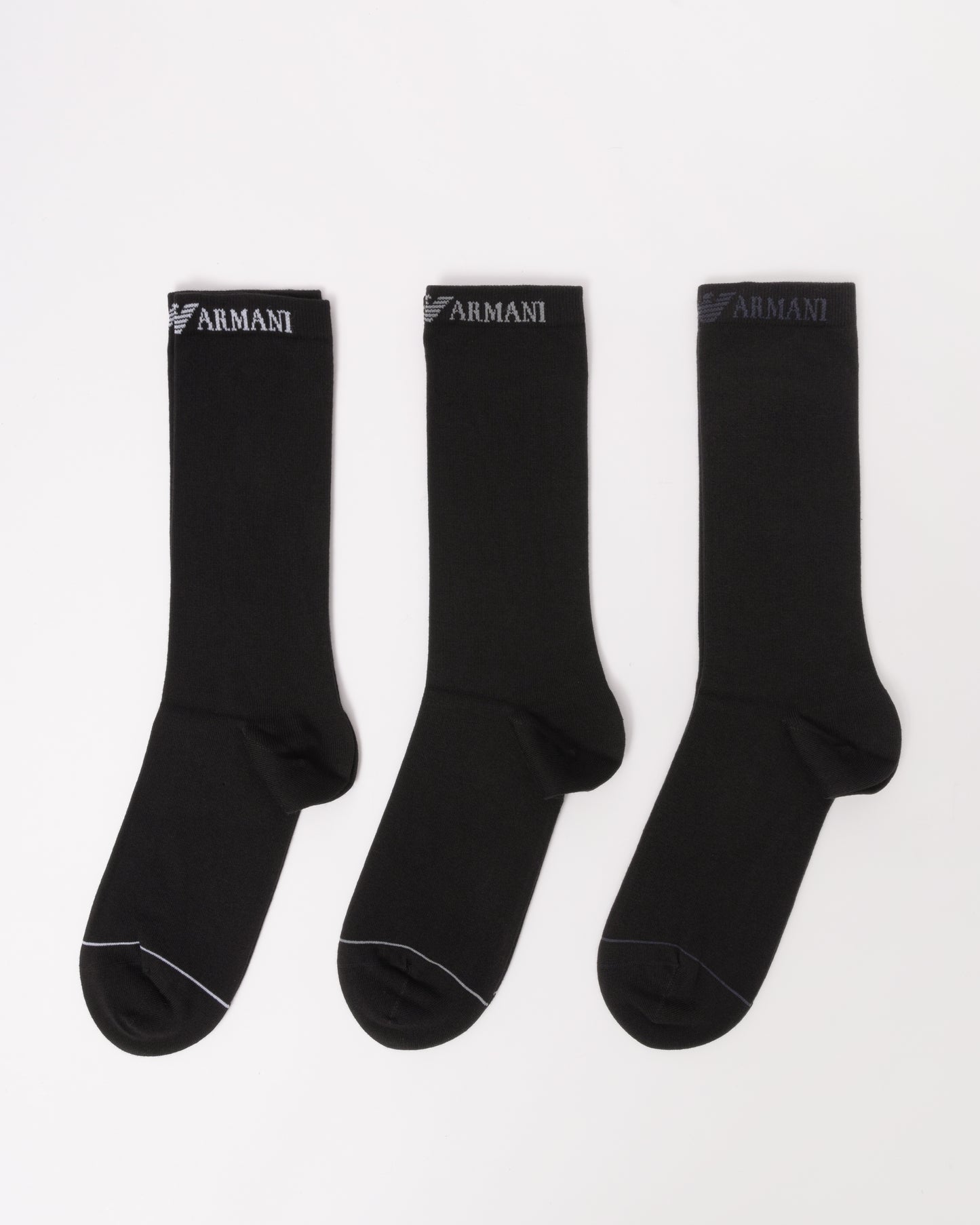 Emporio Armani 3 Pack Mens Eagle Logo Sport Socks - Black/Black/Black MC215