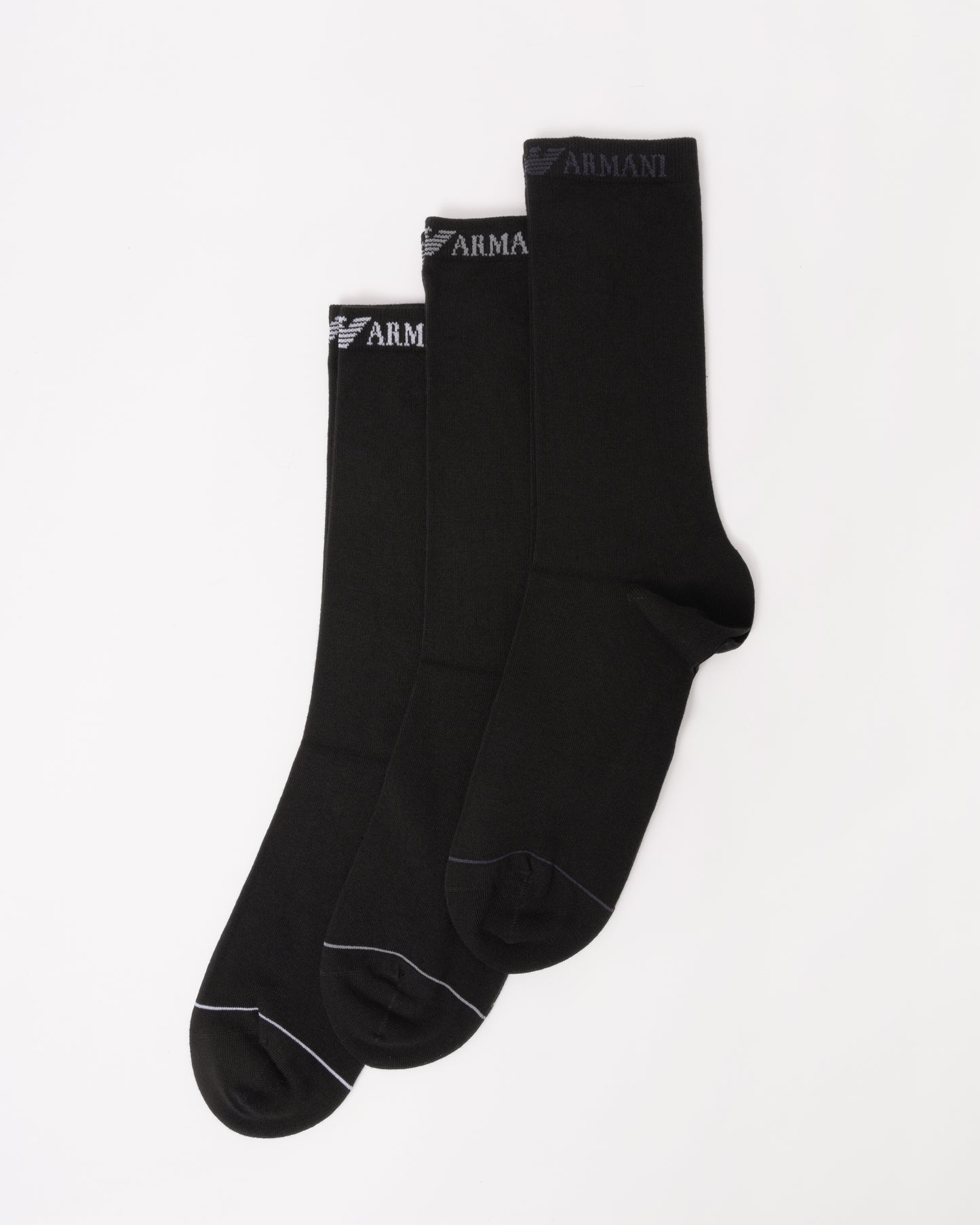 Emporio Armani 3 Pack Mens Eagle Logo Sport Socks - Black/Black/Black MC215