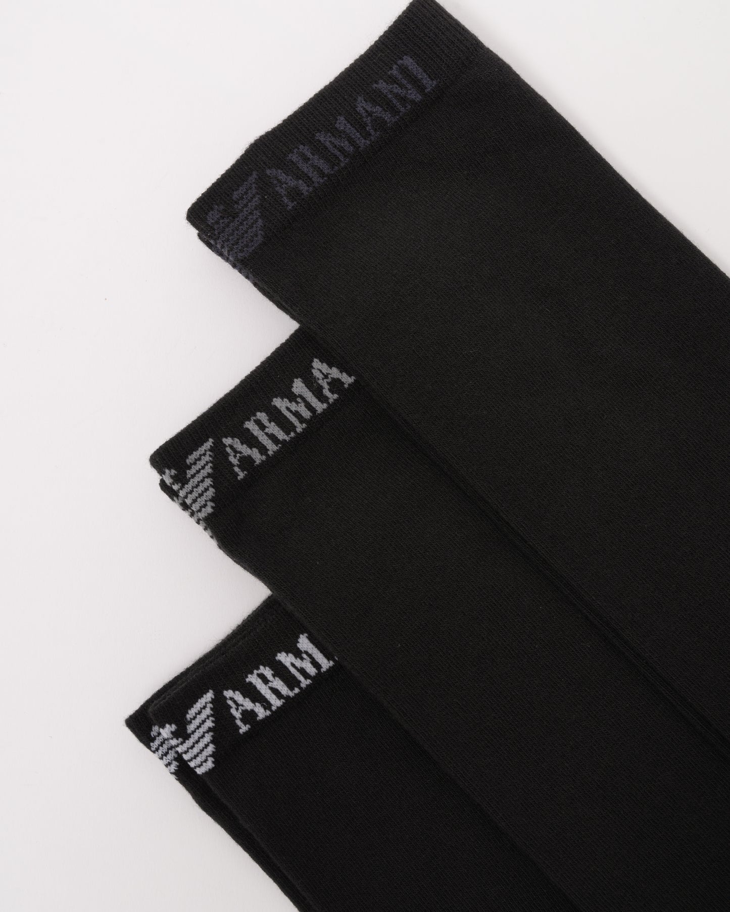 Emporio Armani 3 Pack Mens Eagle Logo Sport Socks - Black/Black/Black MC215
