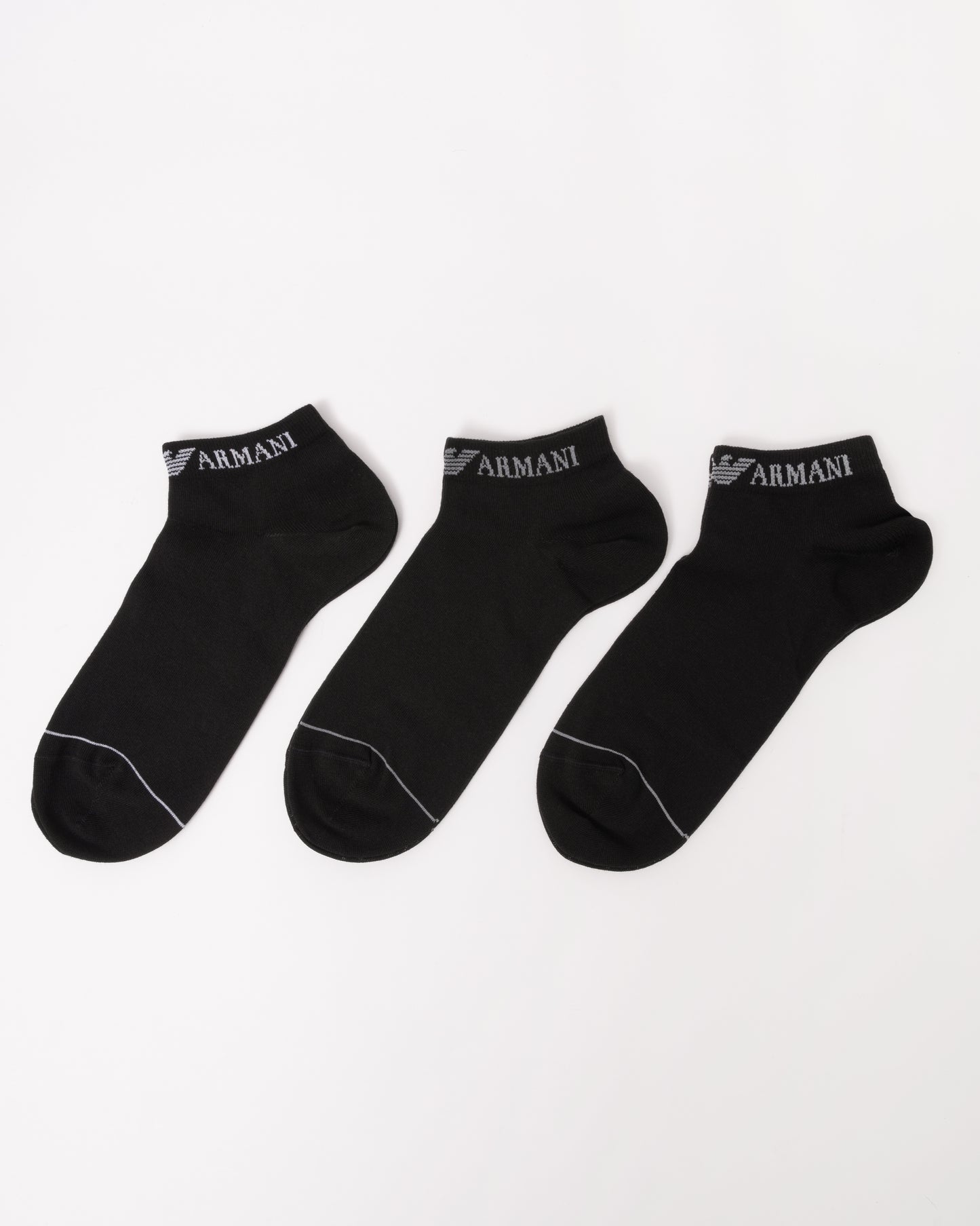 Emporio Armani 3 Pack Mens Trainer Socks - Black/Black/Black MC215