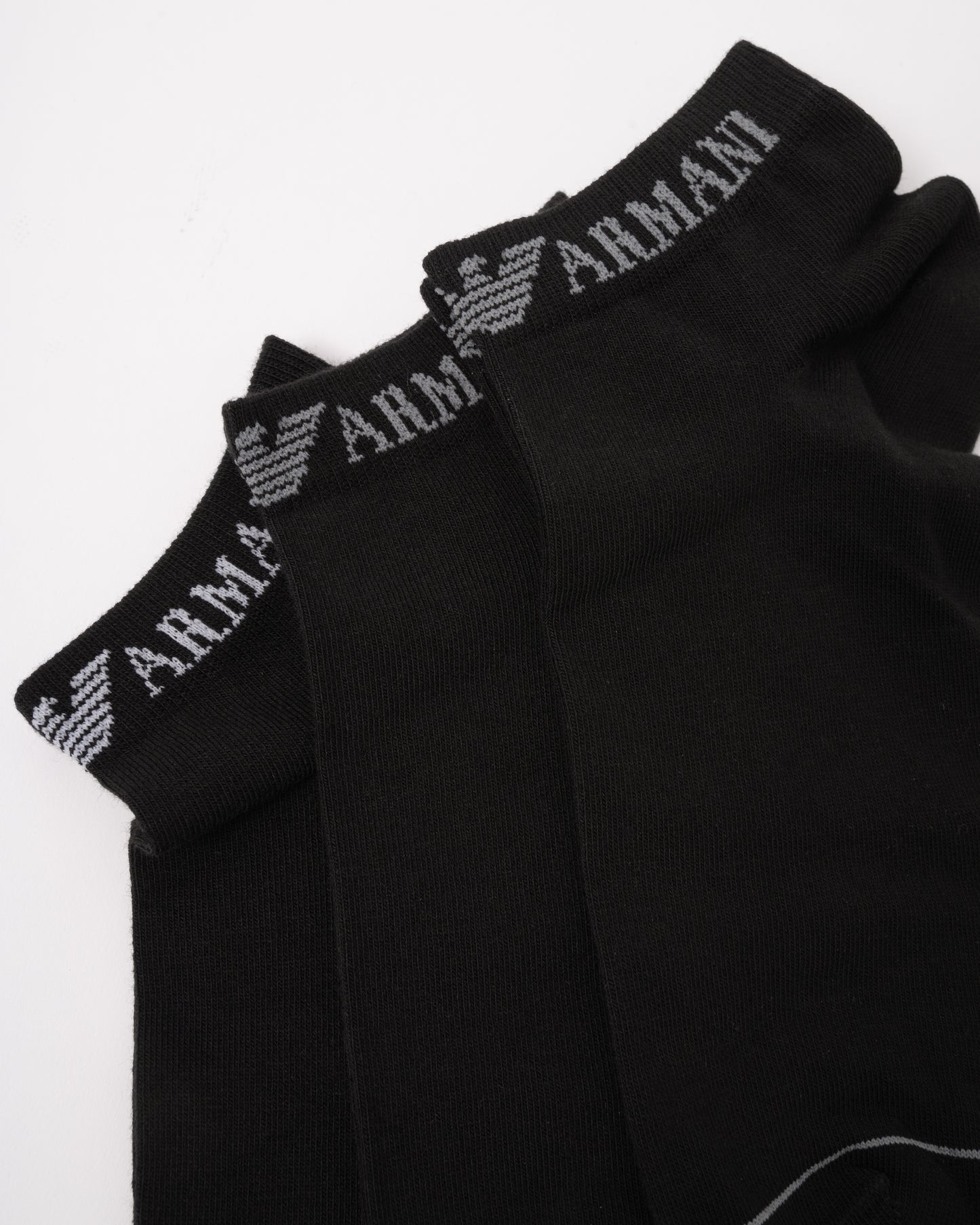 Emporio Armani 3 Pack Mens Trainer Socks - Black/Black/Black MC215