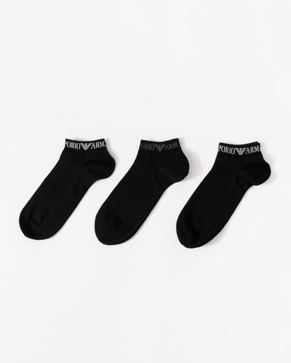 Emporio Armani Mens 3-Pack Trainer Socks - Black MC061 3 pack