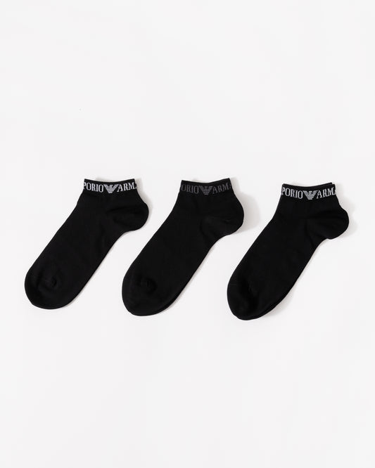 Emporio Armani Mens 3-Pack Trainer Socks - Black MC061 3 pack