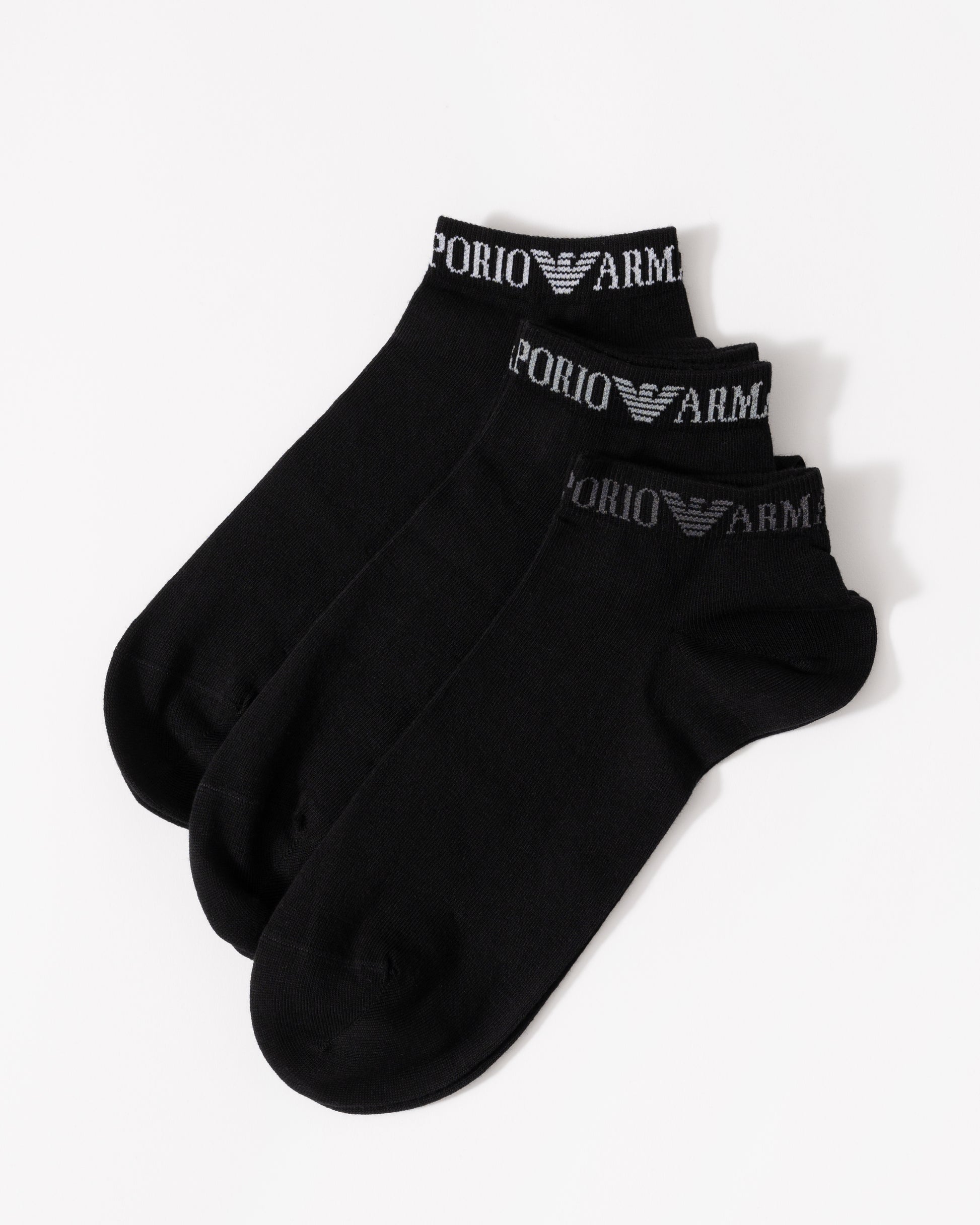 Emporio Armani Mens 3-Pack Trainer Socks - Black MC061 3 pack 2
