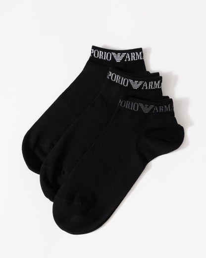 Emporio Armani Mens 3-Pack Trainer Socks - Black MC061 3 pack 2