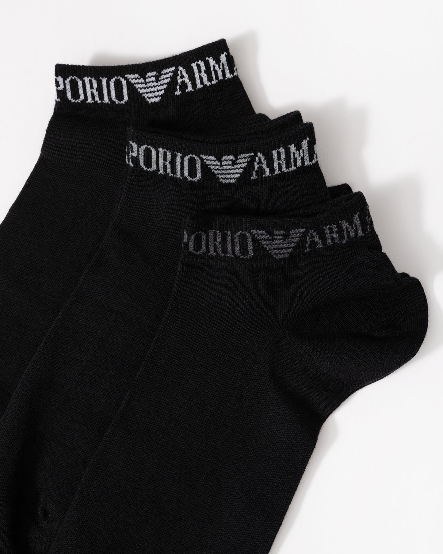 Emporio Armani Mens 3-Pack Trainer Socks - Black MC061 detail